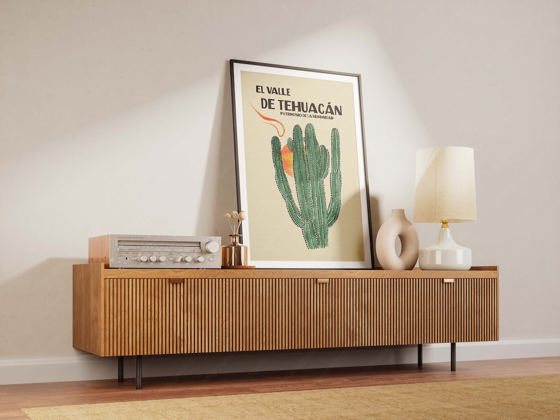 Vintage Mexico Valle De Tehuacan Cactus Poster - Image 2