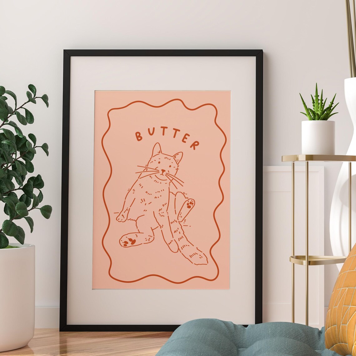 Custom Cat Portrait Art Print, Personalized Memorial