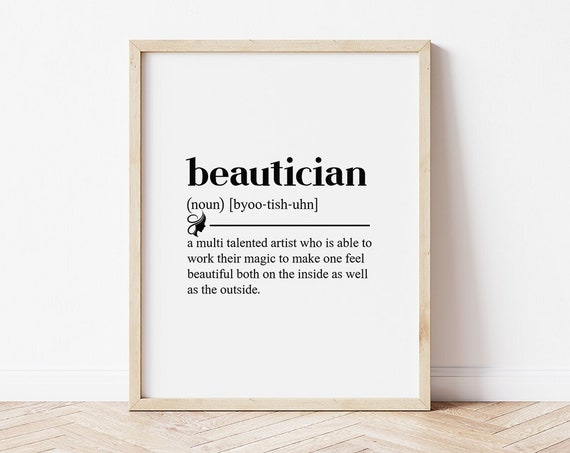 Beautician Gift Salon Decor Beautician Definition Print Salon Wall Art Gift For Beautician Salon Sign Salon Poster