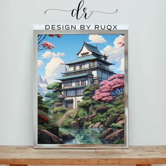 Japanese Pagoda Print Zen Garden Asian Landscape Available