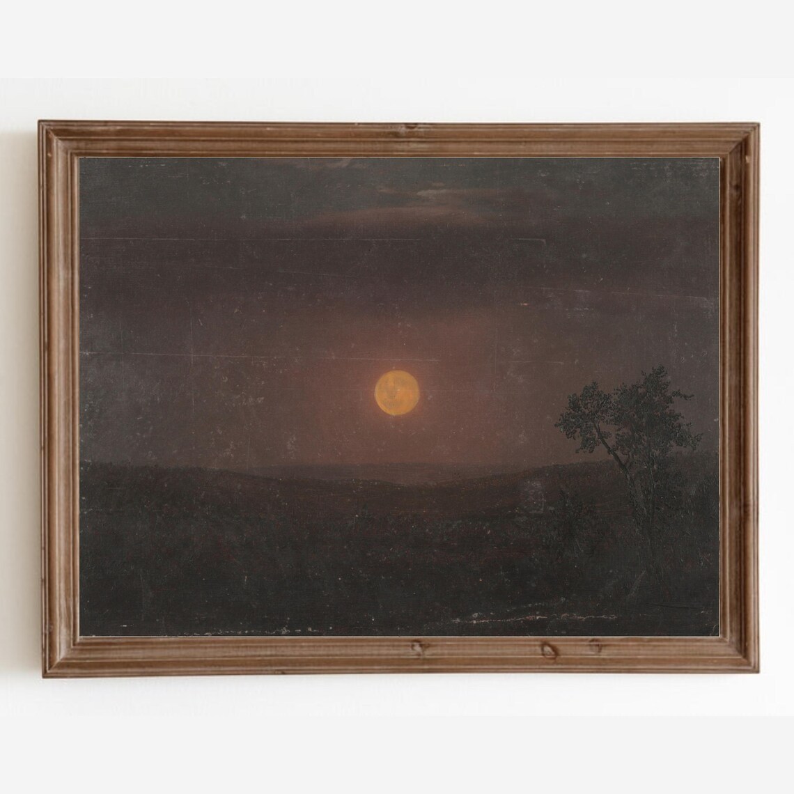 Moonlight Landscape Vintage Oil Painting Art Print