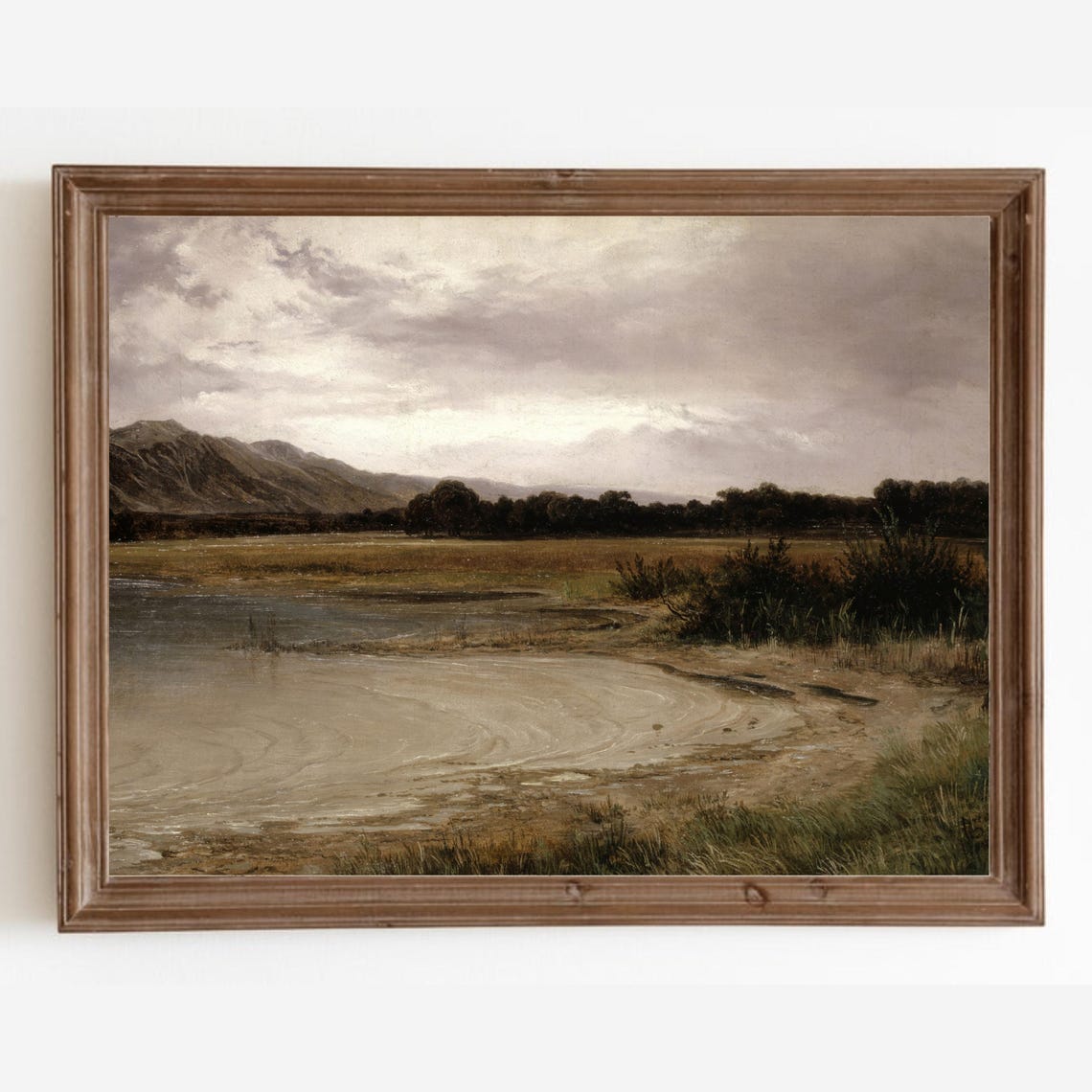 Lake Landscape Painting Vintage Lake House Wall Art Rustic Landscape Print Art Art