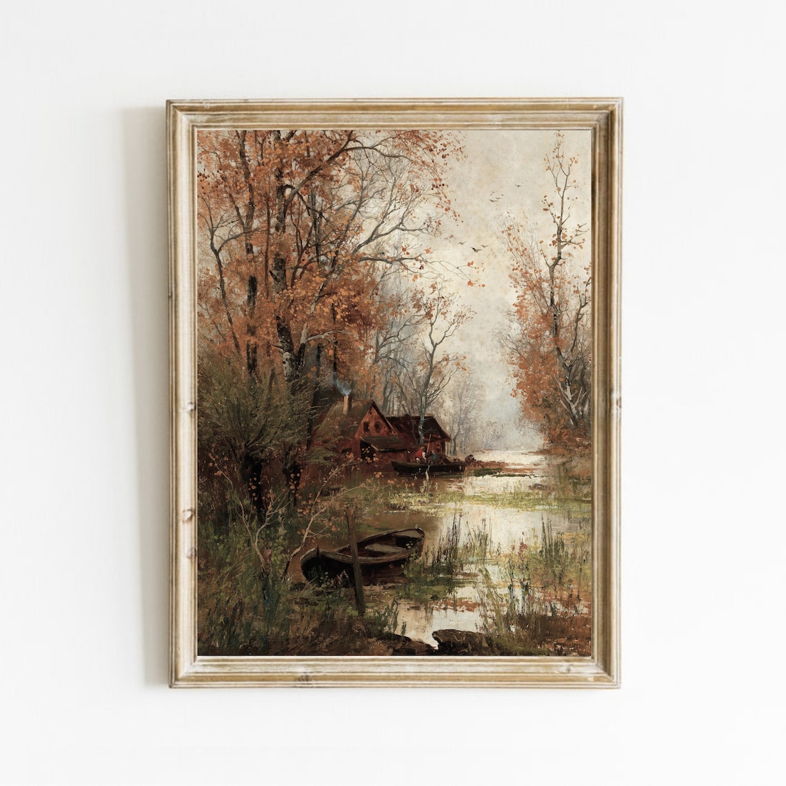 Fall Landscape Vintage Trees Art Print, Country Fall Decor