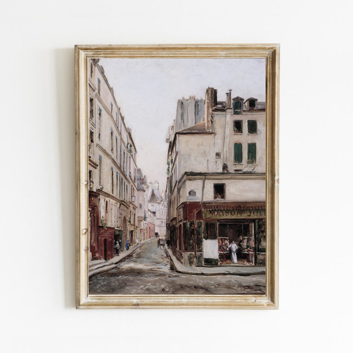 Old Paris Street Scene Vintage Cityscape Antique French Art Poster