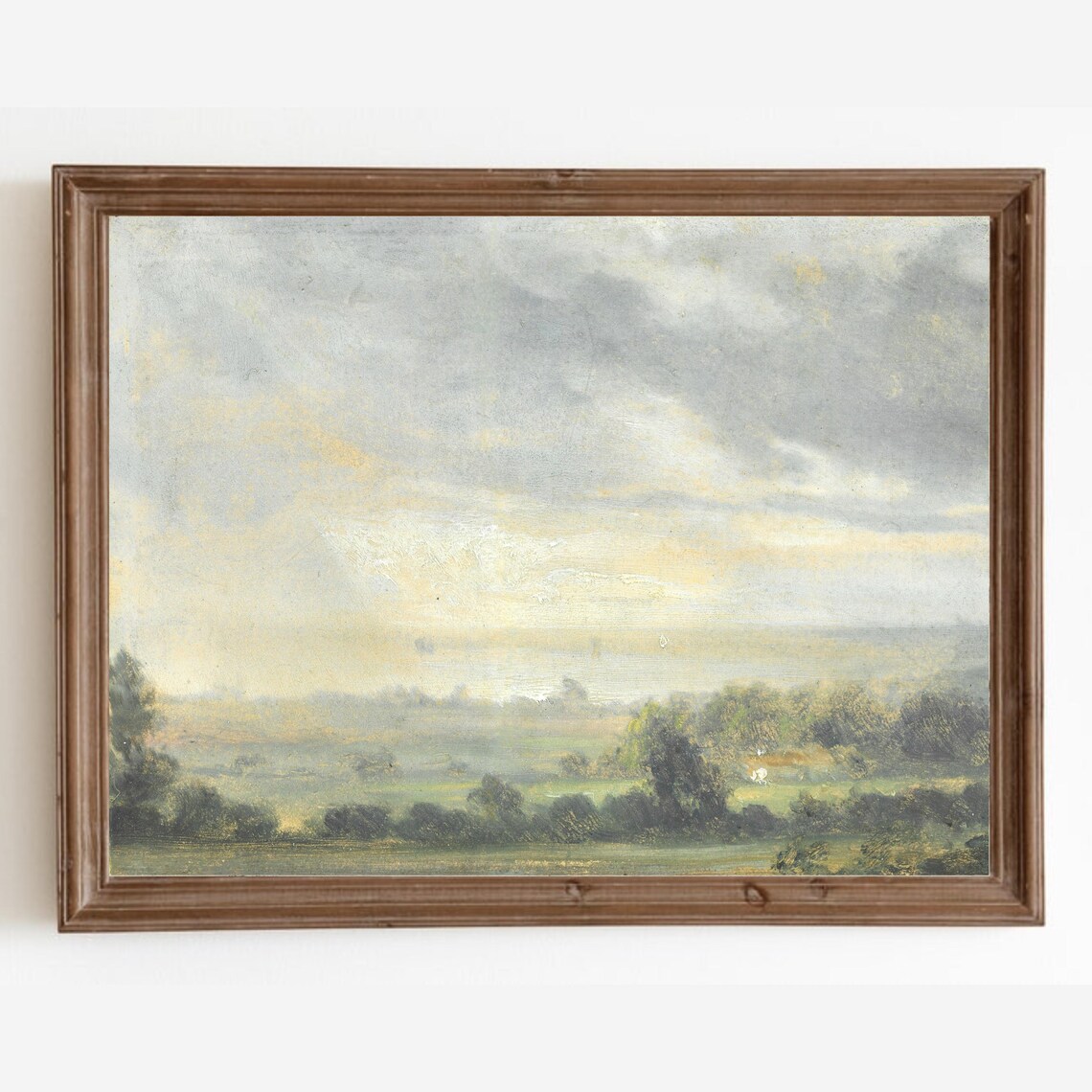Country Landscape Oil Painting, Vintage Farmhouse Art Print