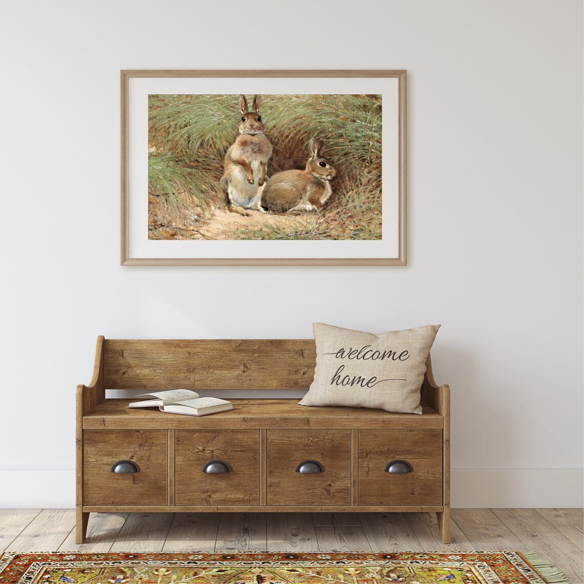 Vintage Rabbit Painting, Country Nursery Wall Art - Image 2