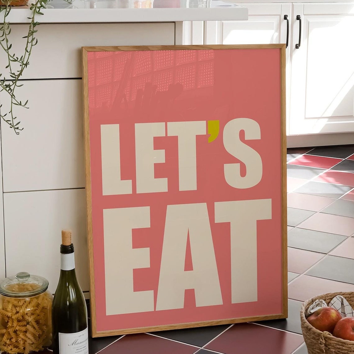 Lets Eat Coral Bold Typography Retro Kitchen Dining Room Wall Poster - Image 4
