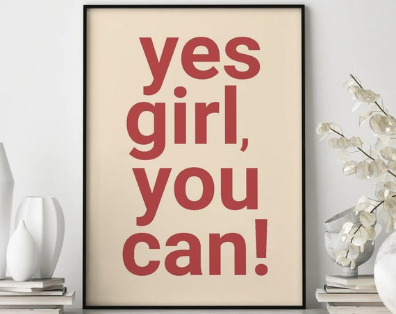 Affirmation Poster Yes Girl You Can Print Manifestation Print Home Decor Retro Print Manifestation Poster Positive Affirmation