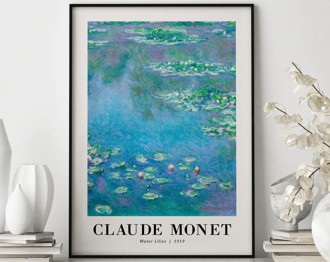 Claude Monet Water Lilies 1919 Blue Pond Impressionist Masterpiece Art Poster