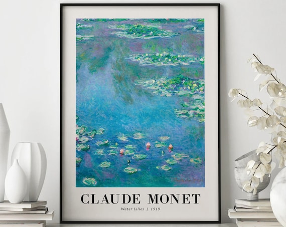 Claude Monet Water Lilies 1919 Blue Pond Impressionist Masterpiece Art Poster