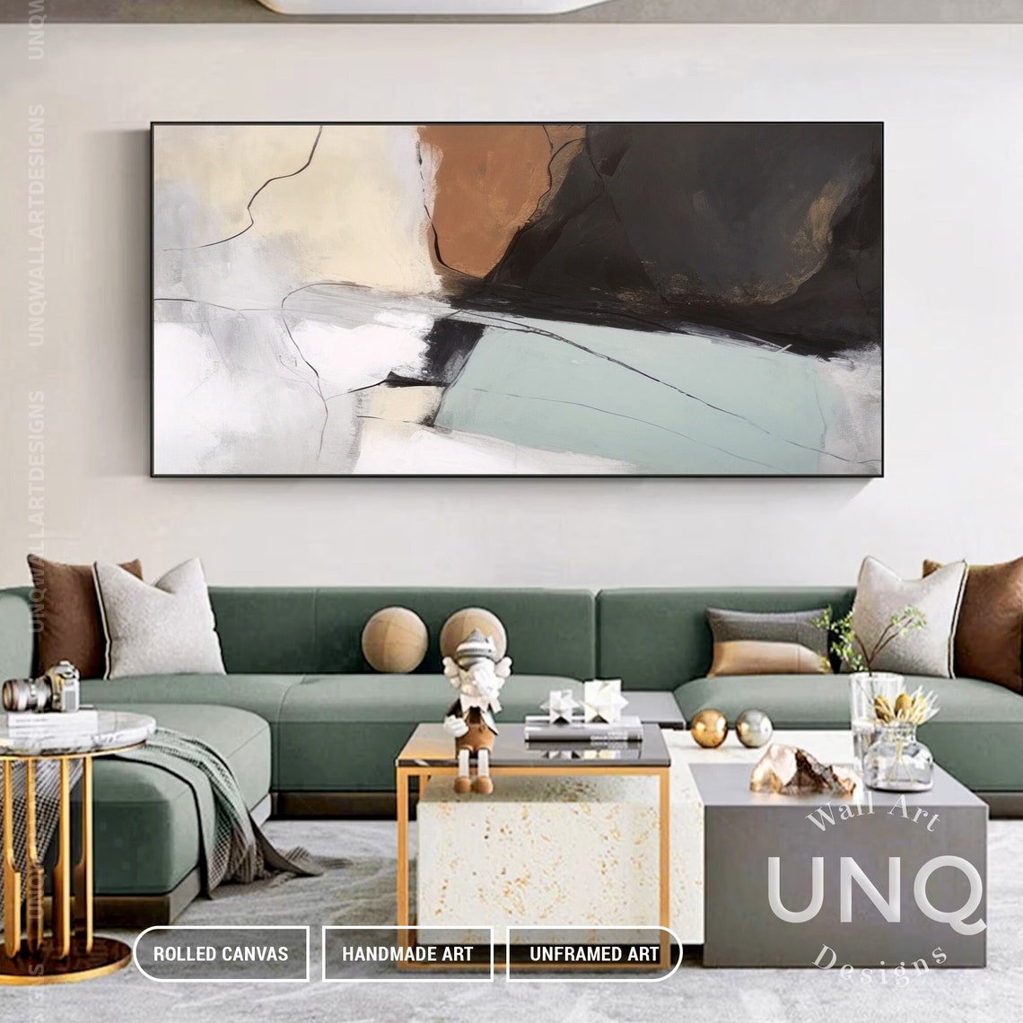 Minimalist Brown Wall Art Large Abstract Painting Beige White Original Minimal Wall Artwork On Unique Modern Wall Art - Image 6