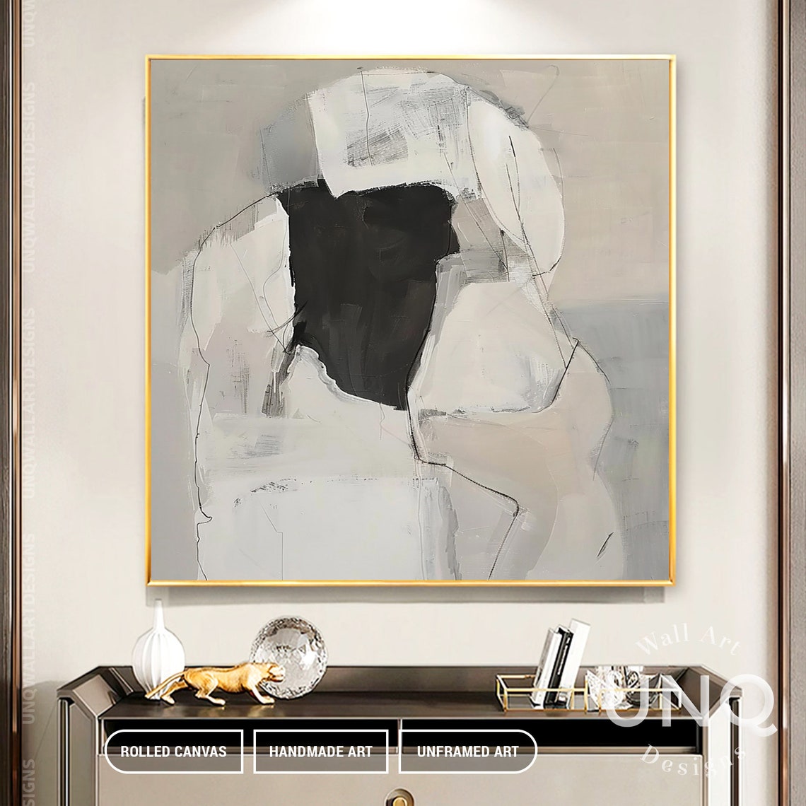 Black White And Grey Minimalist Modern Abstract Figure Art Poster - Image 5
