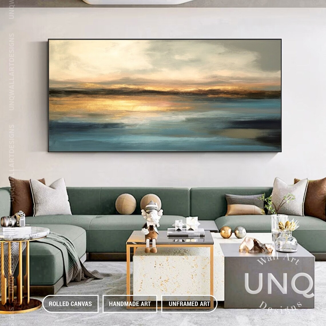 Gold Sunrise Seascape Art Print, Bedroom Decor - Image 5