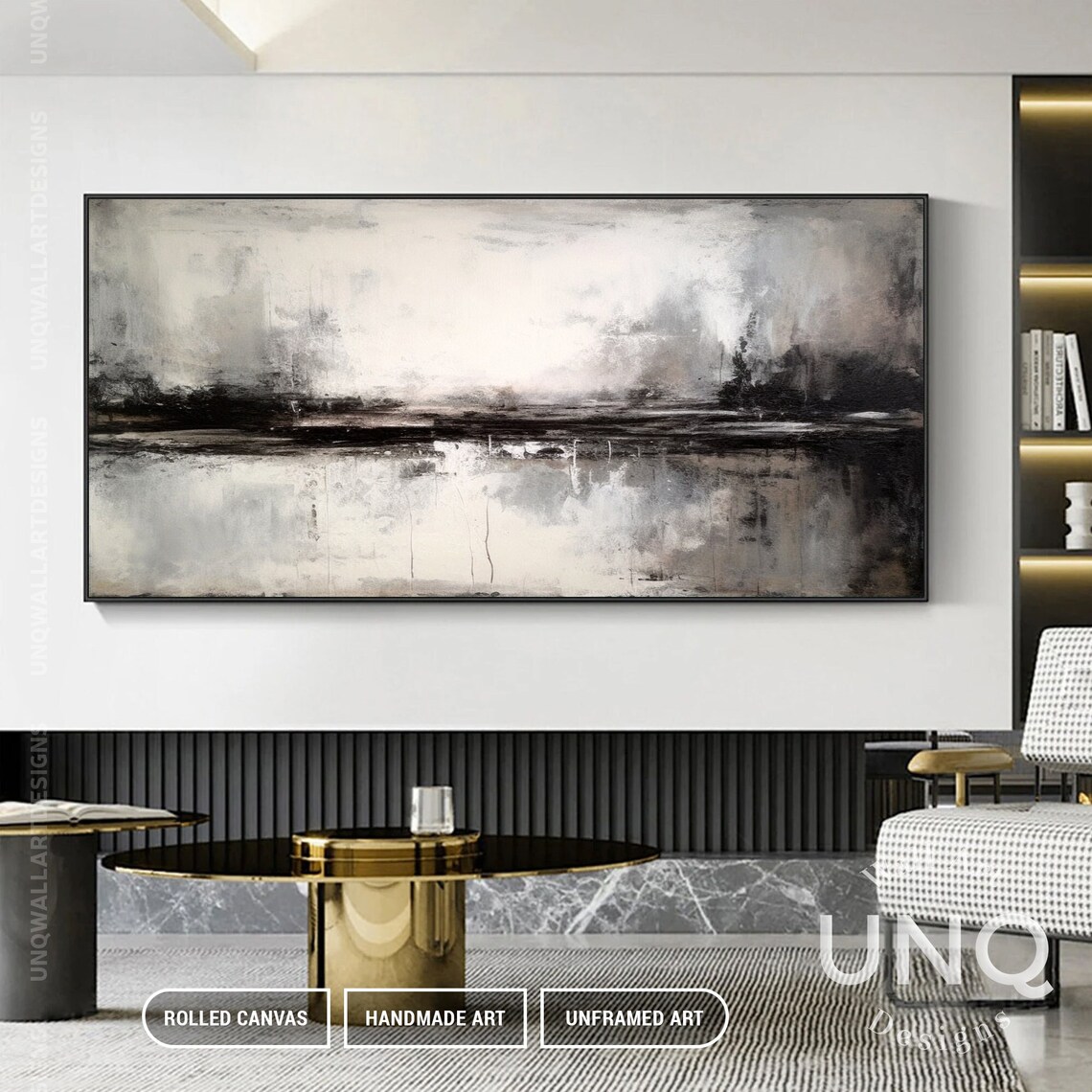 Abstract Landscape Art Print, Brown Grey Minimalist - Image 5
