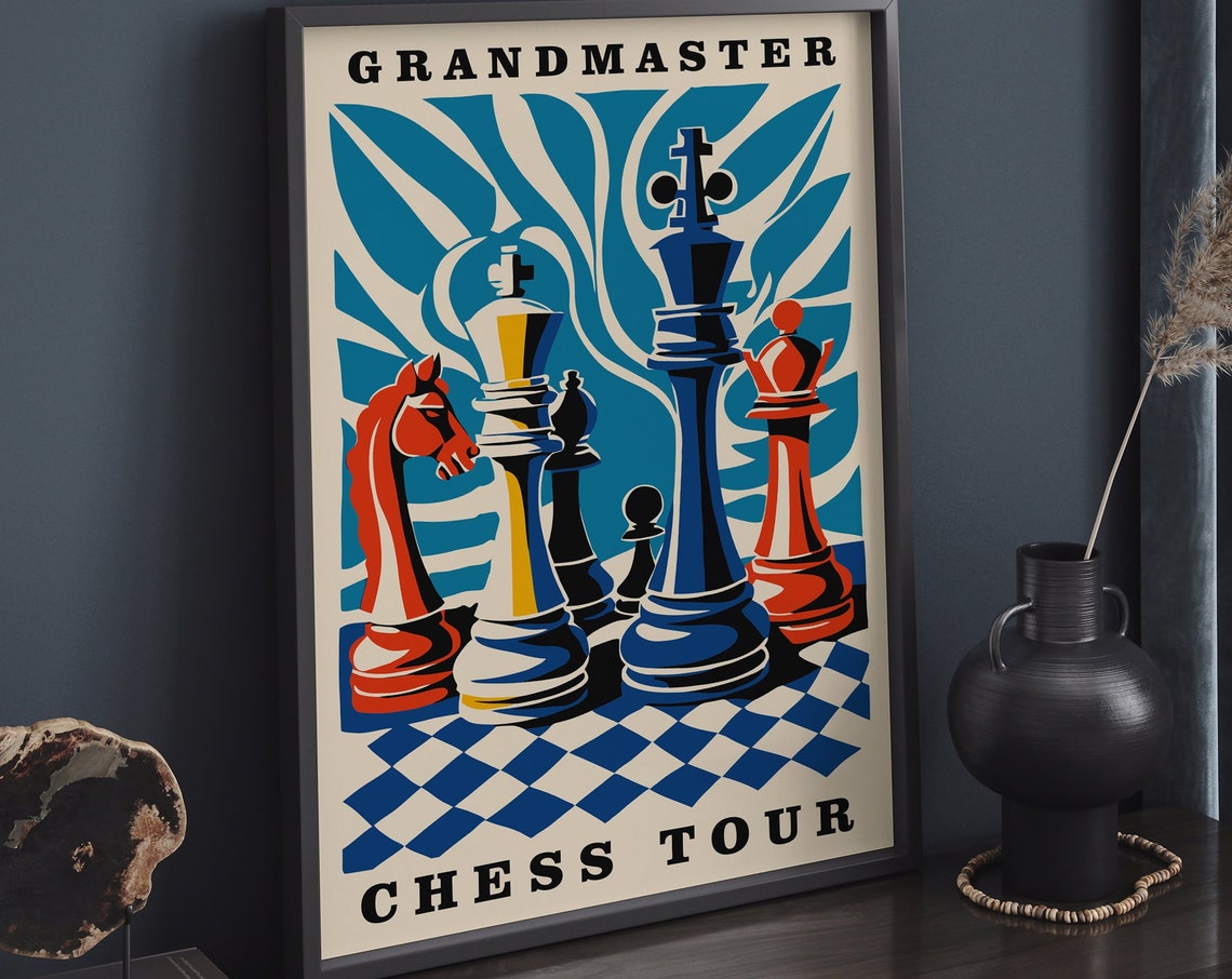 Grandmaster Chess Tour Colorful Pop Art Towering Chess Pieces Poster - Image 6
