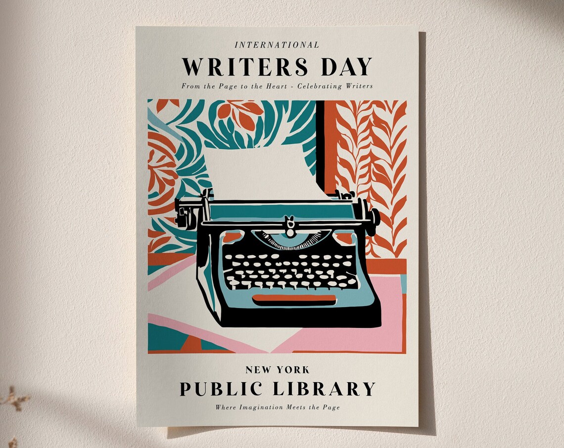 International Writers Day New York Public Library Typewriter Poster - Image 5