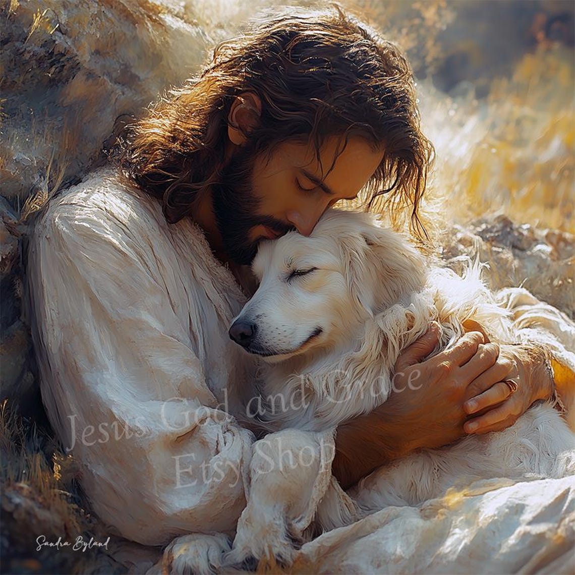 Jesus Dog Blessing, Christian Dog Loss Art