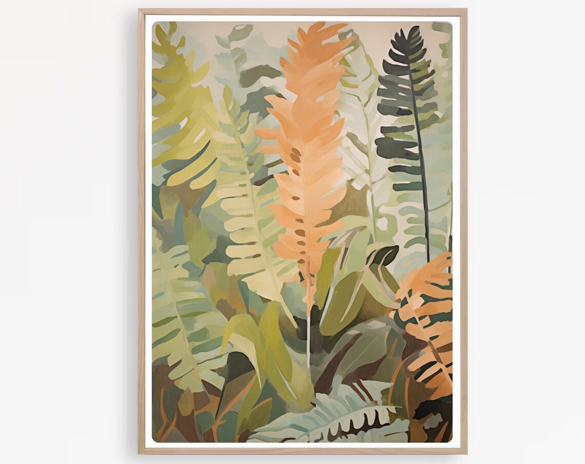 Leaves Wall Art Colorful Botanical Print Leaf Pattern Design Tropical Prints Bedroom Instant