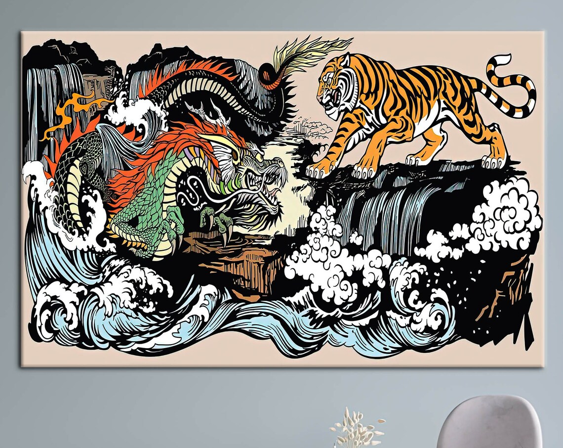 Tiger And Dragon Japanese Artwork Poster Print