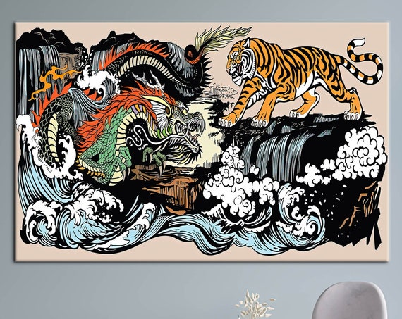 Tiger And Dragon Japanese Artwork Poster Print