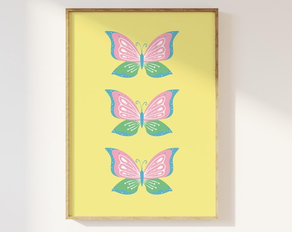 Butterfly Art Modern And Cute Butterfly Poster Colorful Wall Decor Girly Print Trendy Art Wall Art