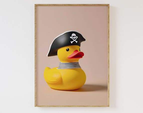Pirate Rubber Duck Wall Art Featuring Cute Pink Duck Poster Fun Trendy Animal Print For Bathroom Decor And Home Decoration