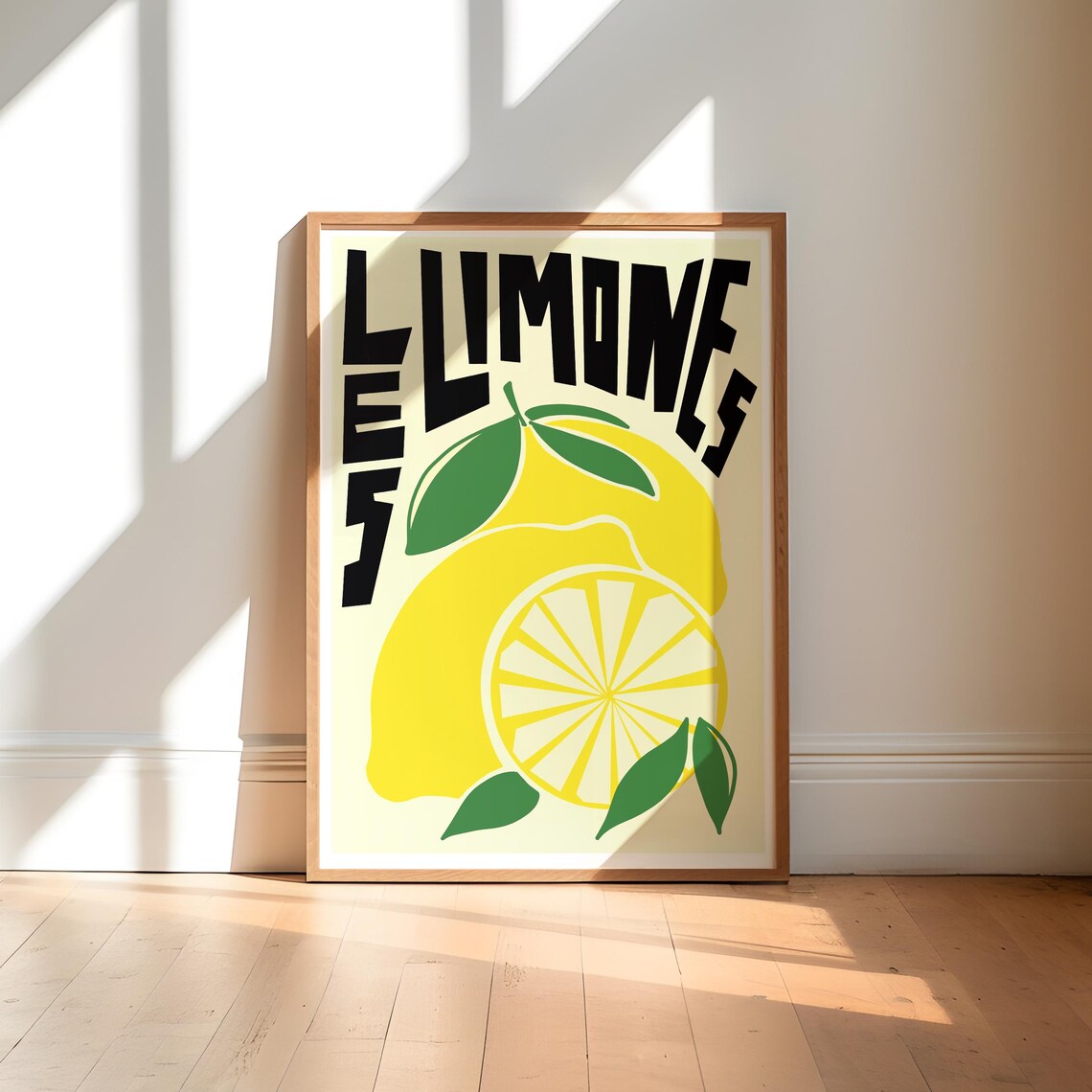 Lemon Kitchen Wall Art Print, Retro Decor