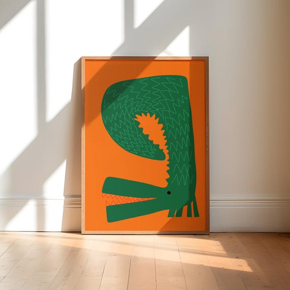 Colorful Crocodile Art Print, Jungle Nursery Decor