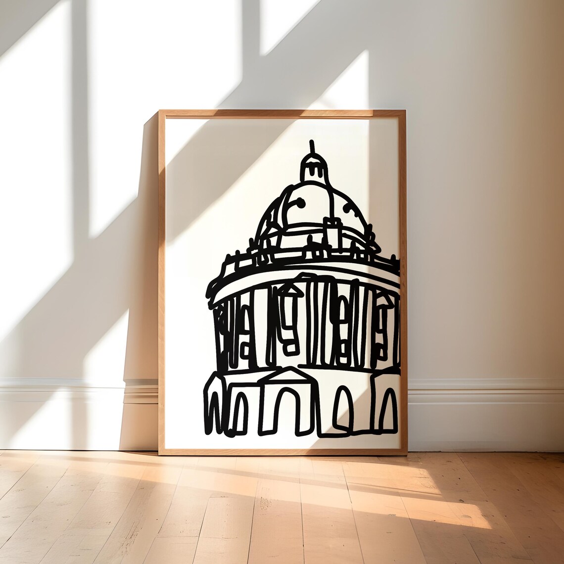 Oxford University Black And White Line Art Print
