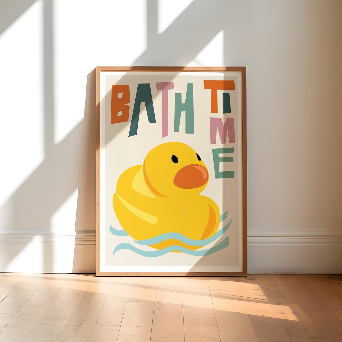 Bath Time Duck Art Print, Colourful Bathroom Decor