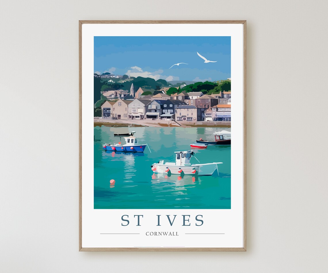 St Ives Harbour Cornwall Travel Poster, Cornish Holiday - Image 2