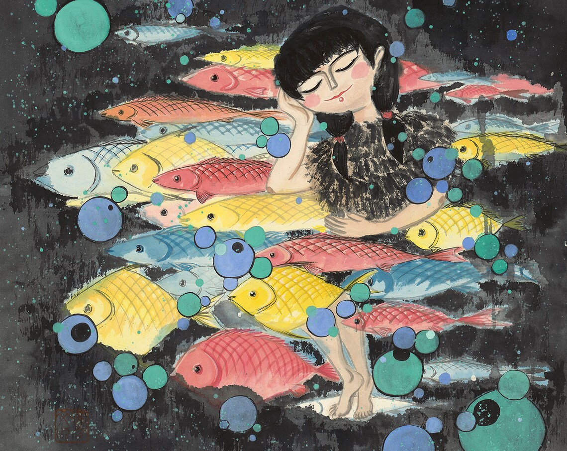 Dream Together Chinese Ink Painting Art Print - Image 3