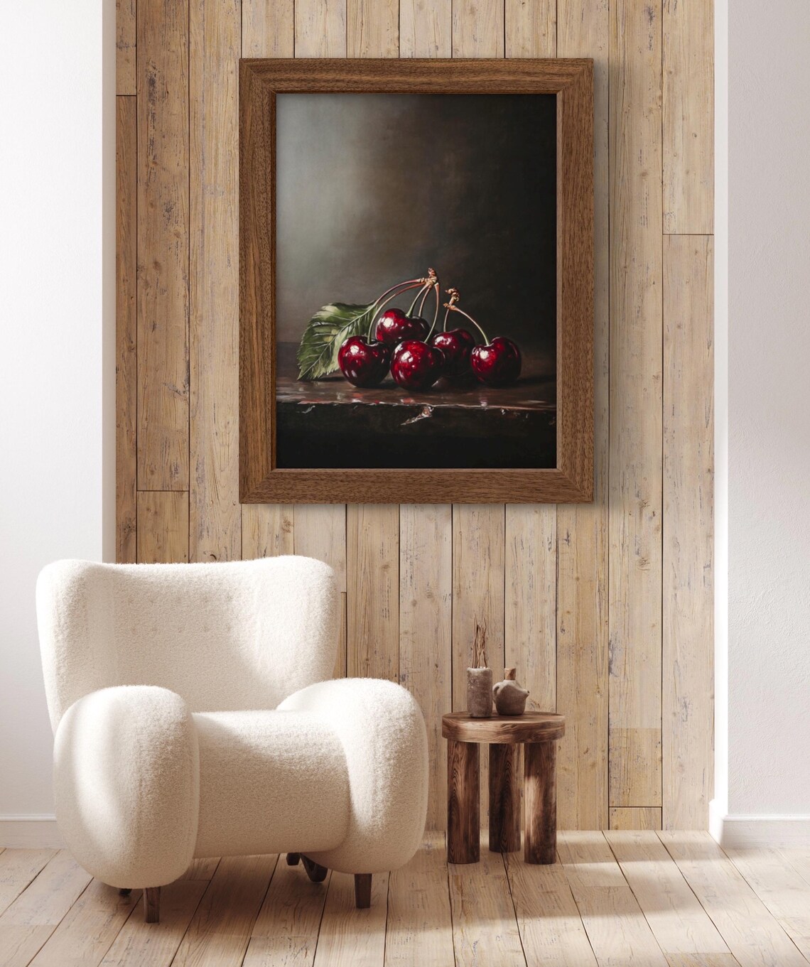 Moody Cherry Fruit Art Print, Rustic Farmhouse Kitchen - Image 2
