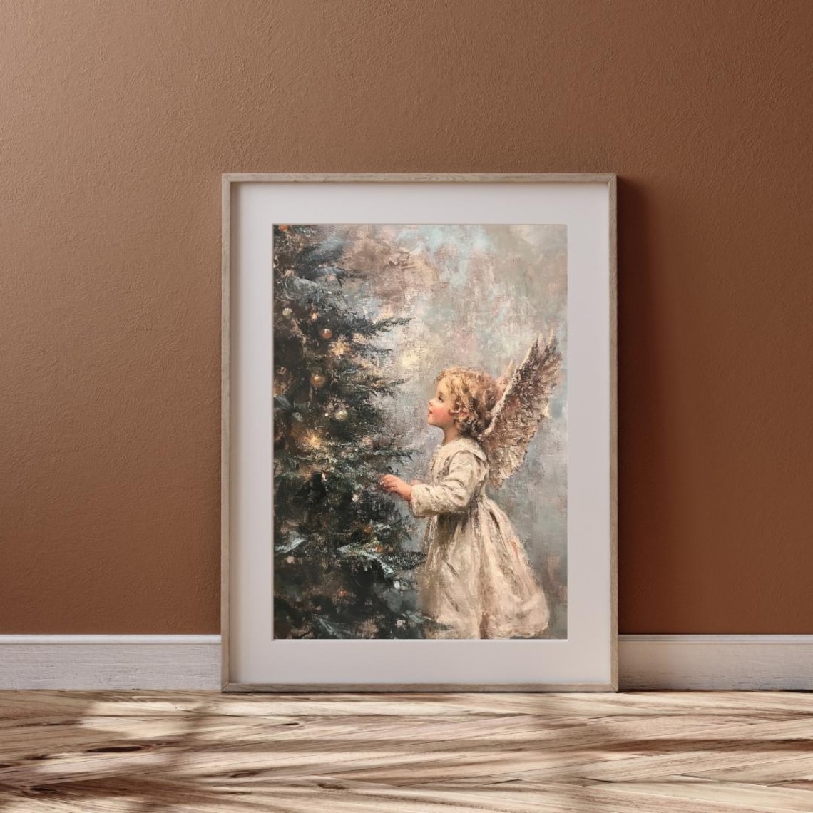 Vintage Angelic Child And Christmas Tree Art Print - Image 4