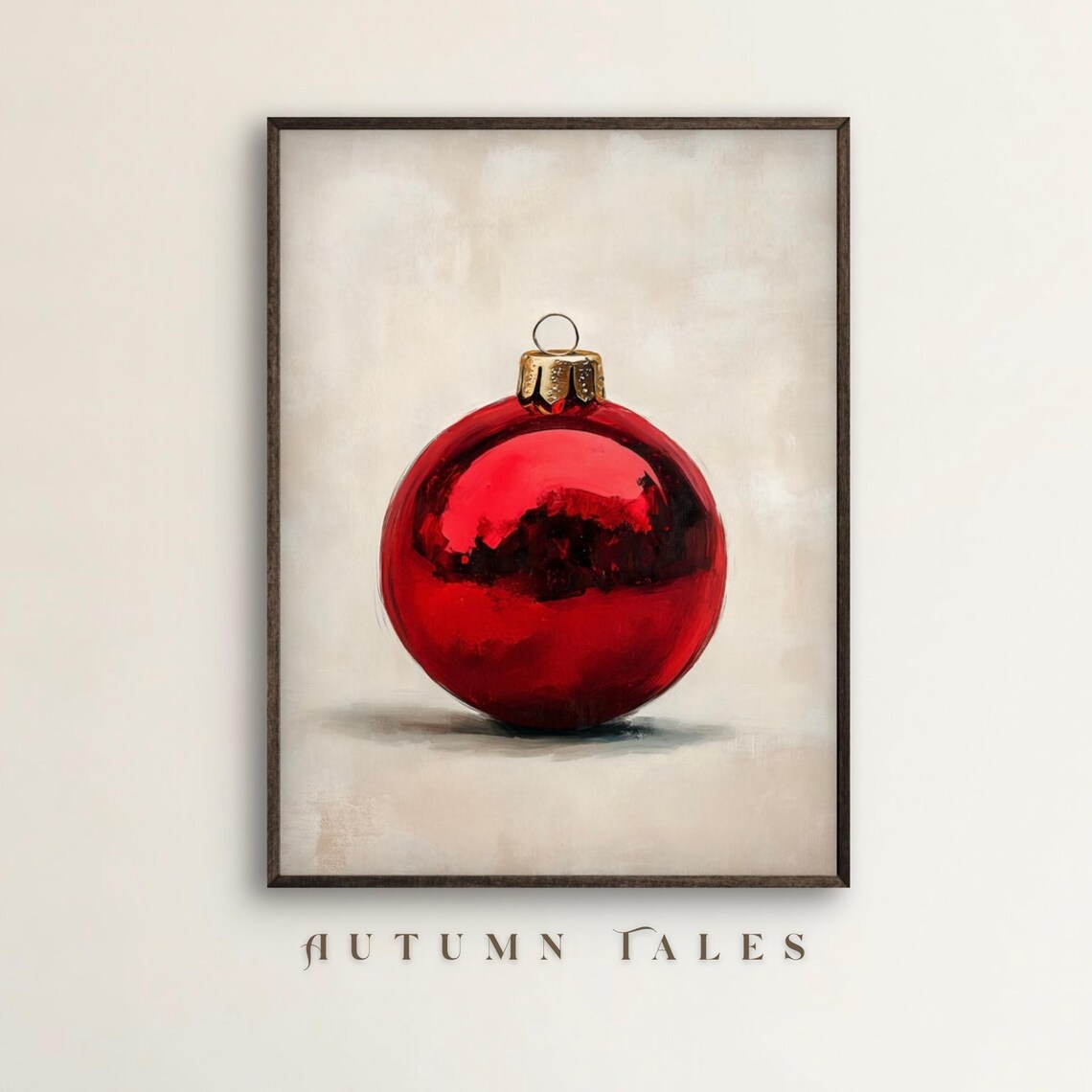 Red Christmas Ornament Minimalist Holiday Art Print