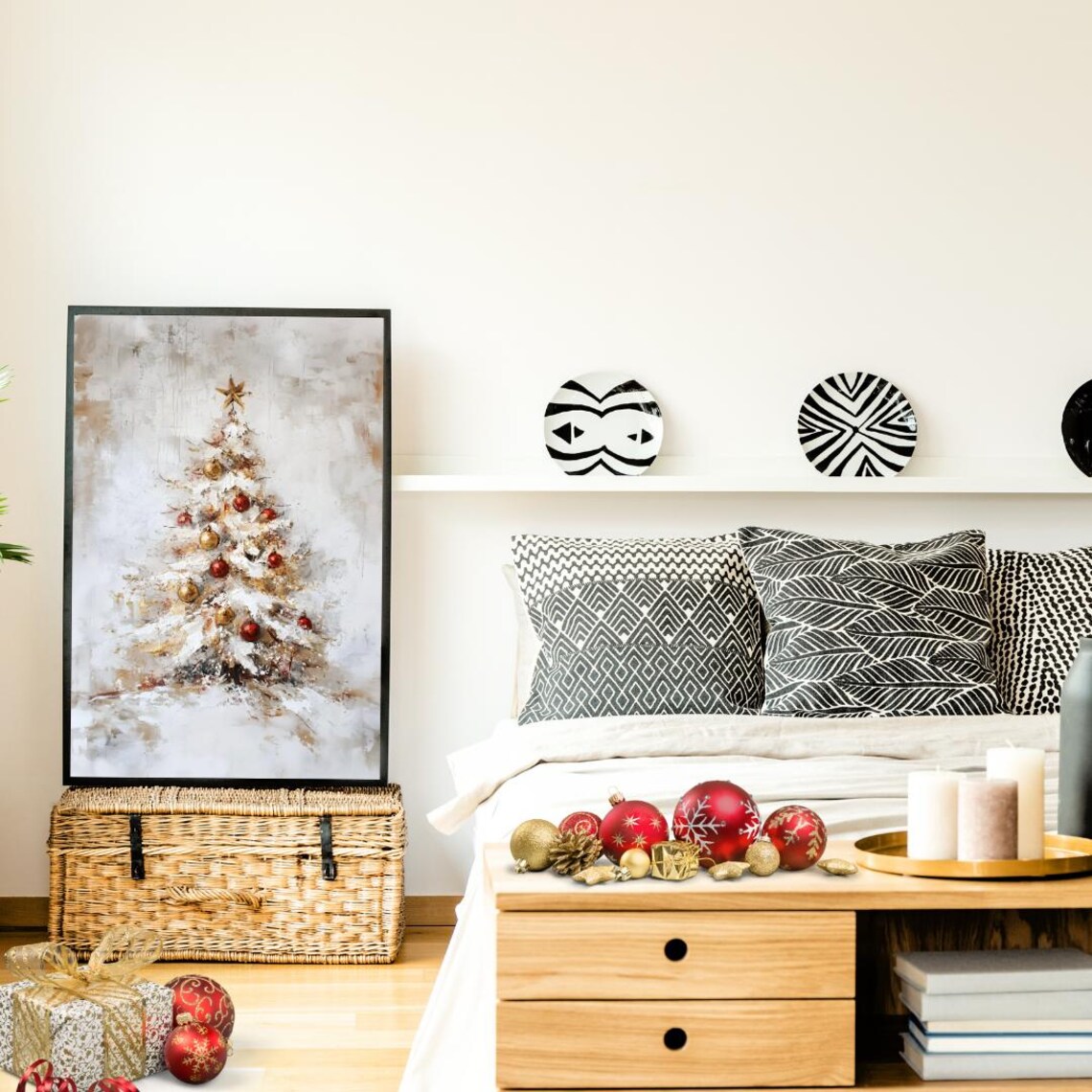 White Christmas Tree Art Print, Moody Minimalist Decor - Image 4