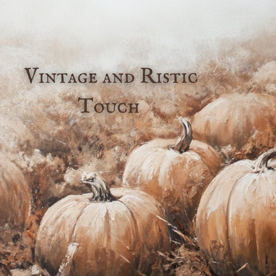 Foggy Pumpkin Harvest Field Moody Autumn Landscape Painting Poster - Image 3