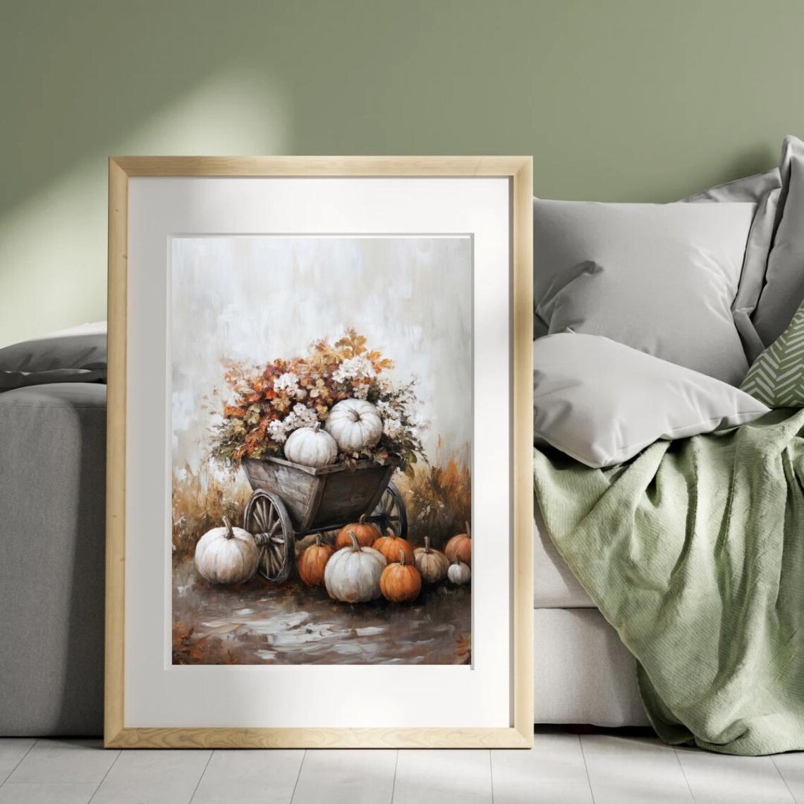 Vintage Wheelbarrow Overflowing With Autumn Pumpkins Art Print - Image 4