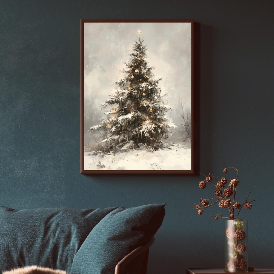 Christmas Tree Art Print, Moody Dark Academia - Image 3