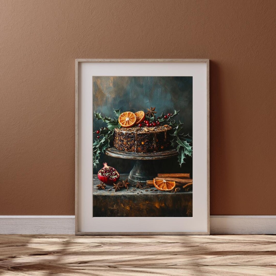 Christmas Fruit Cake Art Print, Moody Kitchen Decor - Image 6