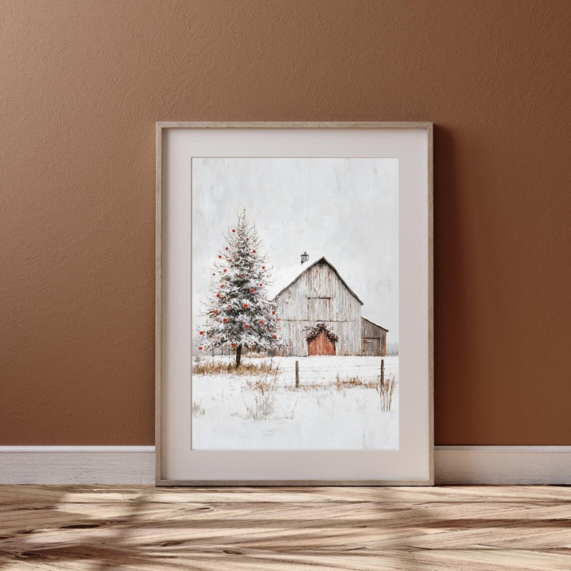 Vintage Barn Winter Farmhouse Christmas Art Print - Image 3