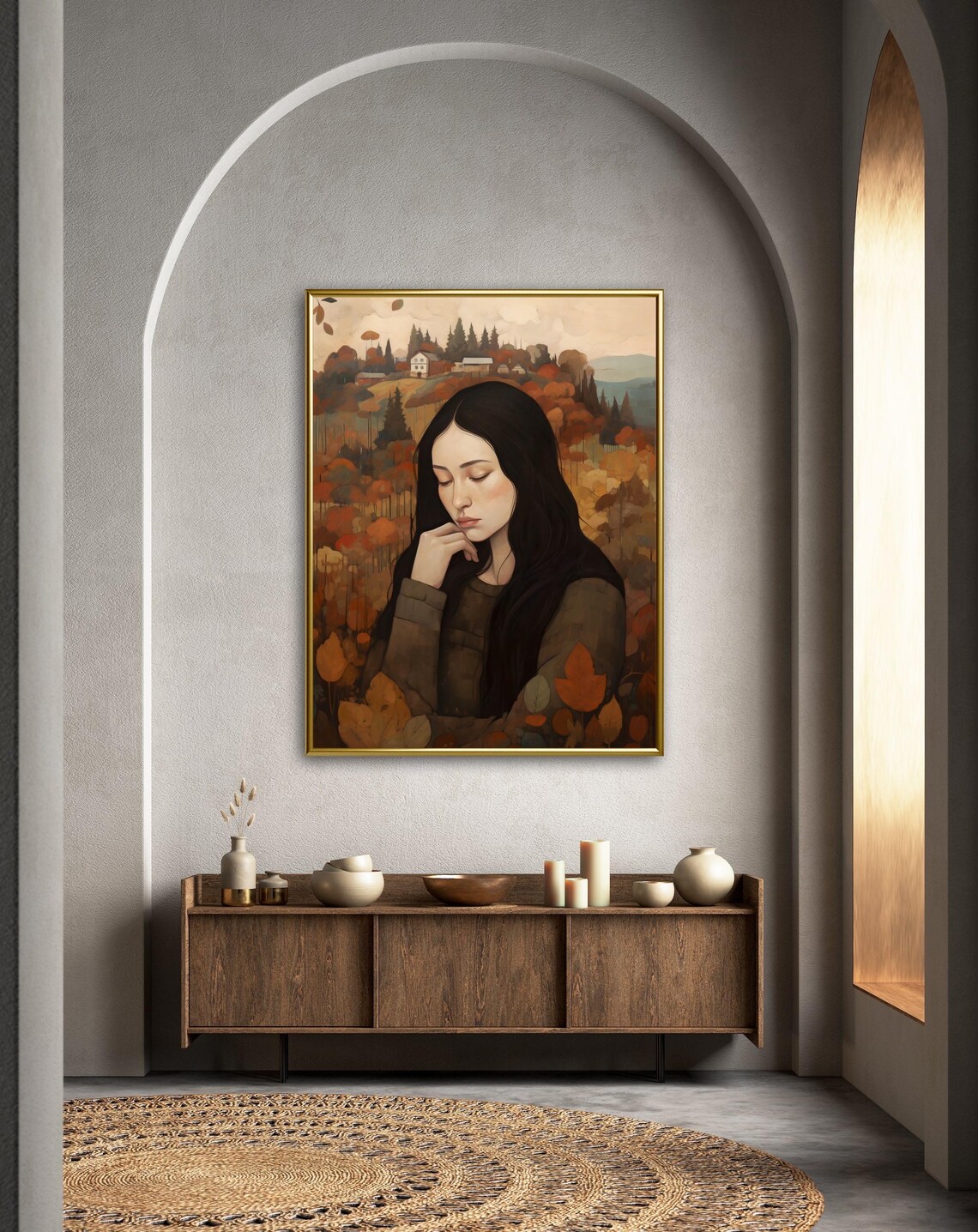 Woman Portrait Art Print, Farmhouse Autumn Decor - Image 3