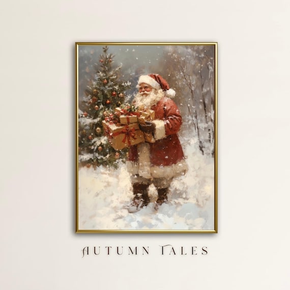 Vintage Santa Claus Art Print, Christmas Home Decor