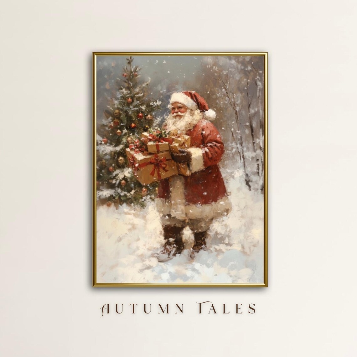 Vintage Santa Claus Art Print, Christmas Home Decor