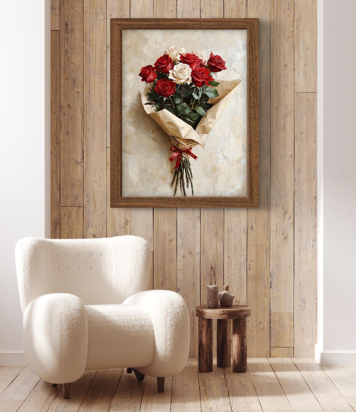 Valentines Day Rustic Rose Floral Art Print - Image 2