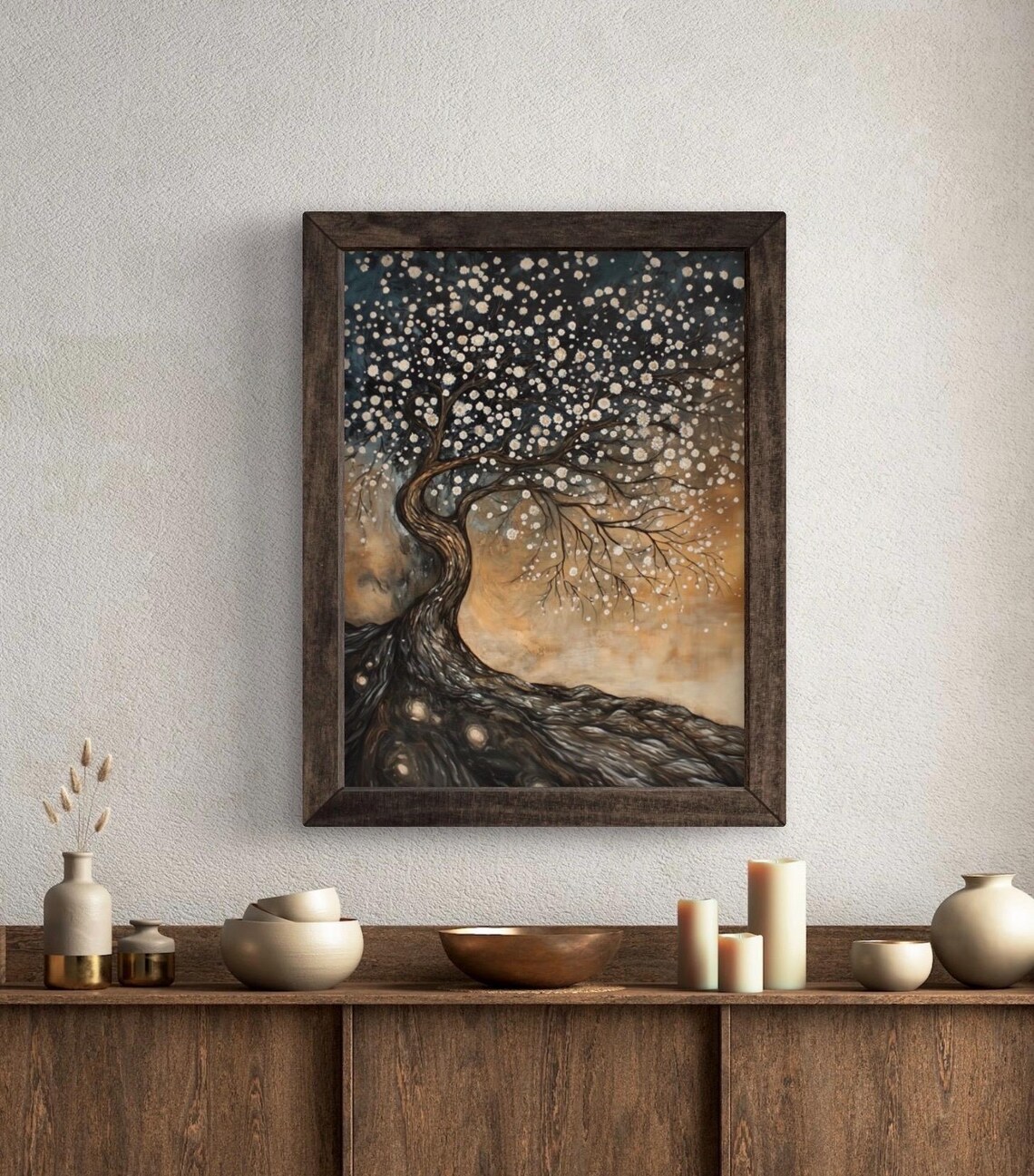 Twisted Blossom Tree Of Life Twilight Sky Golden Moody Art Poster - Image 5