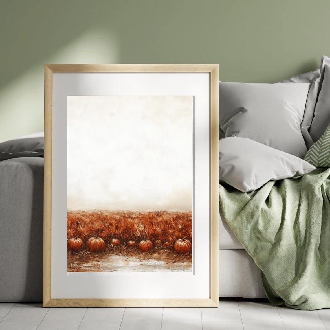 Autumn Tales Minimalist Pumpkin Row Big Sky Rustic Fall Poster - Image 3