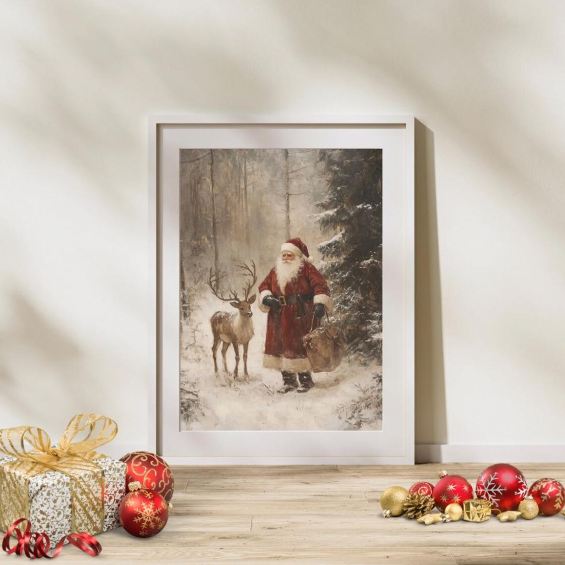 Vintage Santa Art Print, Antique Christmas Decor - Image 3