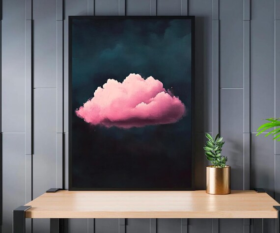 Abstract Cloud Print Indigo Minimalist Wall Poster Night Sky Maximalist Decor Bedroom Living Room Display Trending Blue Home Art