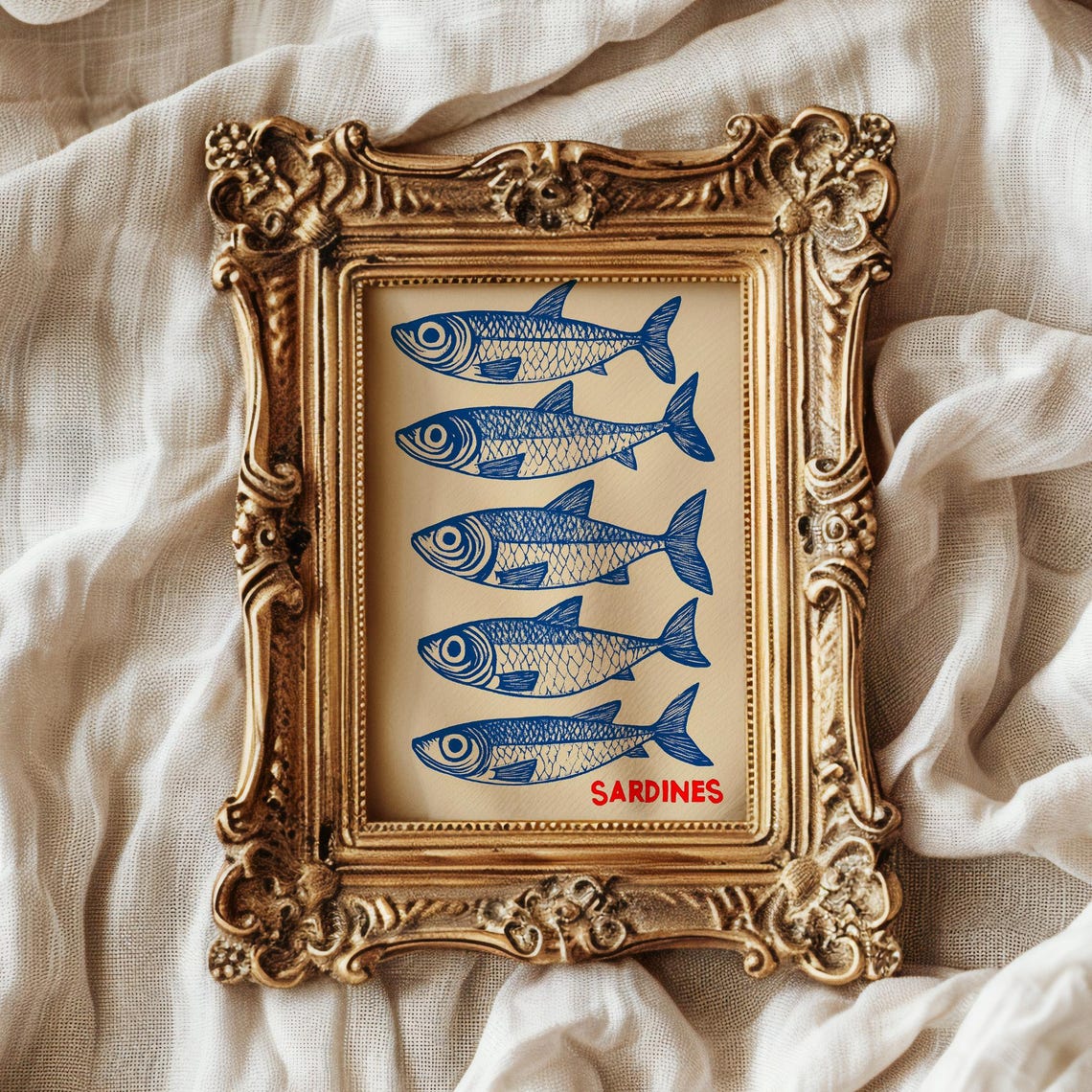 Sardines Retro Seafood Illustration Vintage Coastal Art Poster - Image 2